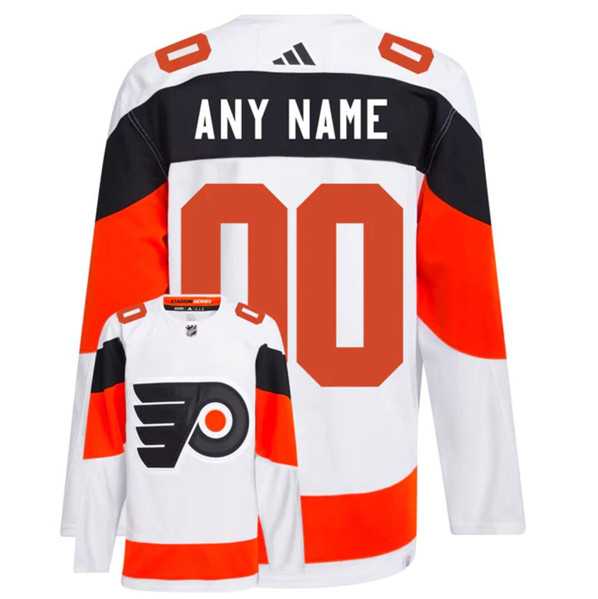 Mens Philadelphia Flyers Custom White 2024 Stadium Series Stitched Jersey